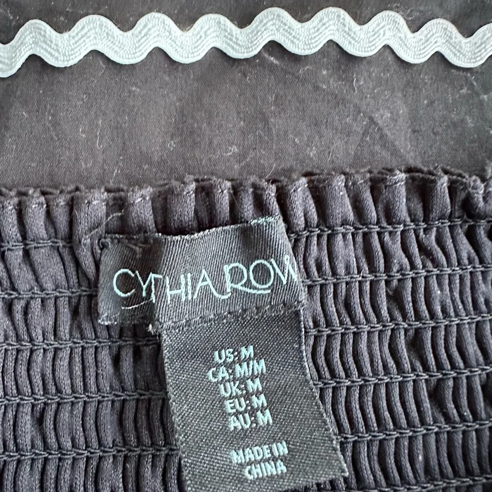 Cynthia Rowley Black Cotton Halter Sundress Circle Skirt RickRack Whimsigoth ~ M - Picture 8 of 15
